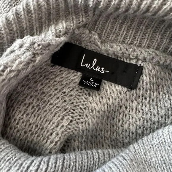 Lulu’s Tea Reader Light Grey Sweater Dress - Picture 6 of 7